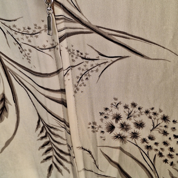 Classic Caribe Floral Beige Women's Jacket SzM Zip Front Pockets Rayon Blend - Picture 11 of 11